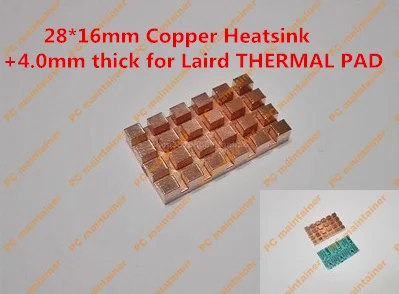 28*16mm Copper Heatsink+4.0mm thick for Laird THERMAL PAD Pure Copper MINI PCI-E Interface laptop Wireless Network Card HeatSink
28*16mm Copper Heatsink+4.0mm thick for Laird THERMAL PAD Pure Copper MINI PCI-E Interface laptop Wireless Network Card HeatSink