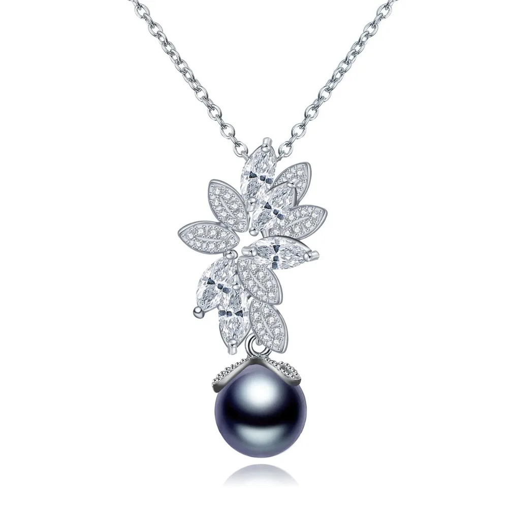 Fashion Inlaid AAA Cubic Zircon Shinning FlowerBlack Pearls Pendant Necklace for young maturity woman Gift Jewelry
Fashion Inlaid AAA Cubic Zircon Shinning FlowerBlack Pearls Pendant Necklace for young maturity woman Gift Jewelry