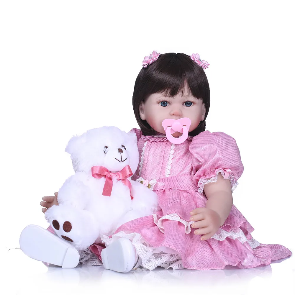 Large size realistic doll 3/4 Silicone Baby children's toys bear plush doll 58cm Cute pink dress doll blue eyes for girls bebes
Large size realistic doll 3/4 Silicone Baby children's toys bear plush doll 58cm Cute pink dress doll blue eyes for girls bebes