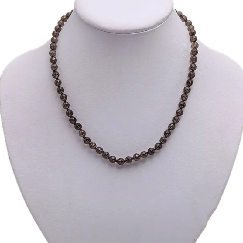 JYX Elegant natural crystal necklace 6mm faced round smoky quartz beads single-strand necklace 17.5" Jewelry gift for Women
JYX Elegant natural crystal necklace 6mm faced round smoky quartz beads single-strand necklace 17.5" Jewelry gift for Women