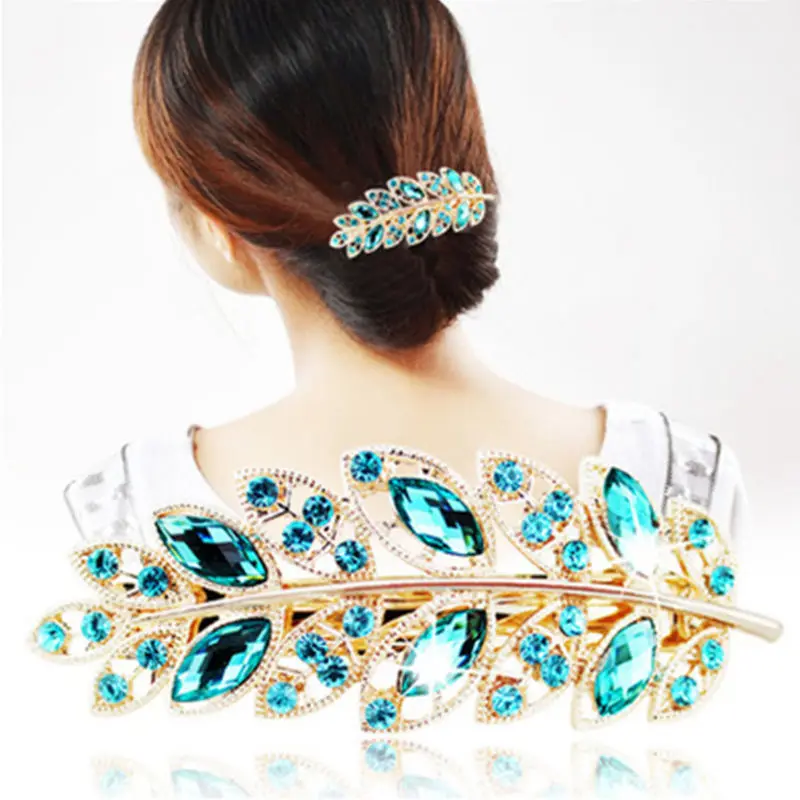Fashion Women Leaf Crystal Diamond Hair Clip Pins Barrette Snap Hairgrip Accessories for Girls Headdress Headwear Hairgrip
Fashion Women Leaf Crystal Diamond Hair Clip Pins Barrette Snap Hairgrip Accessories for Girls Headdress Headwear Hairgrip