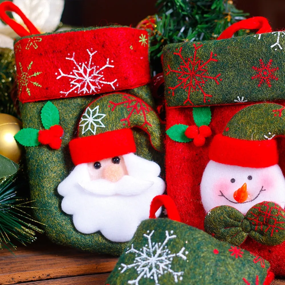 Рождественские чулки носки Новый год Санта Клаус конфеты подарок мешок елку
