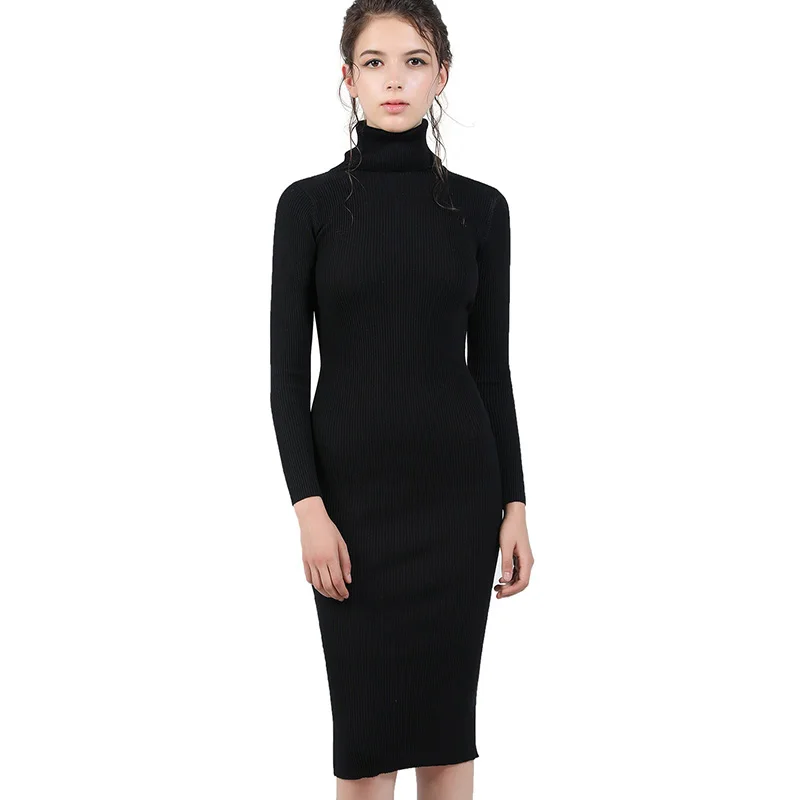 2018 Long Sleeve OL long High Neck Sweater Dress Women Autumn Winter Thick Sexy Dress Slim Female Jumper Female Knitted Dress
2018 Long Sleeve OL long High Neck Sweater Dress Women Autumn Winter Thick Sexy Dress Slim Female Jumper Female Knitted Dress