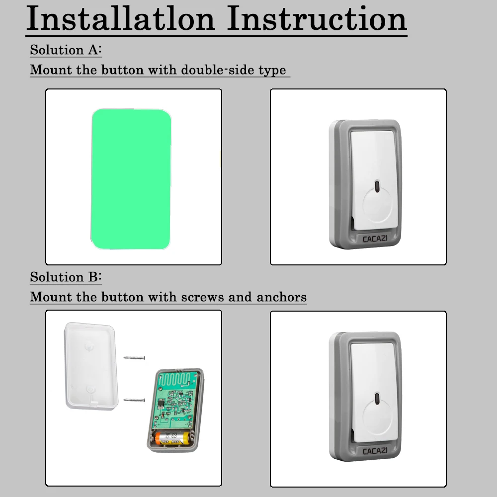 CACAZI Wireless Waterproof Doorbell 350M Remote Battery Button LED Light Home Cordless Bell EU Plug Receiver 48 Chime 6 Volume
CACAZI Wireless Waterproof Doorbell 350M Remote Battery Button LED Light Home Cordless Bell EU Plug Receiver 48 Chime 6 Volume