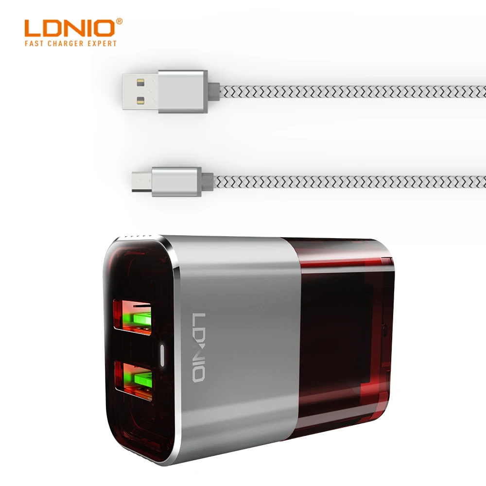 LDNIO A2206 Путешествия Авто ID Тип Dual USB Порты и разъёмы США Plug серого красного цвета