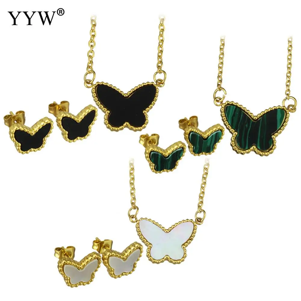 New Arrival 3 Colors Butterfly Pendant Necklace And Earrings Stainless Steel Fine Jewelry For Women Wedding/Birthday Party Gifts
New Arrival 3 Colors Butterfly Pendant Necklace And Earrings Stainless Steel Fine Jewelry For Women Wedding/Birthday Party Gifts