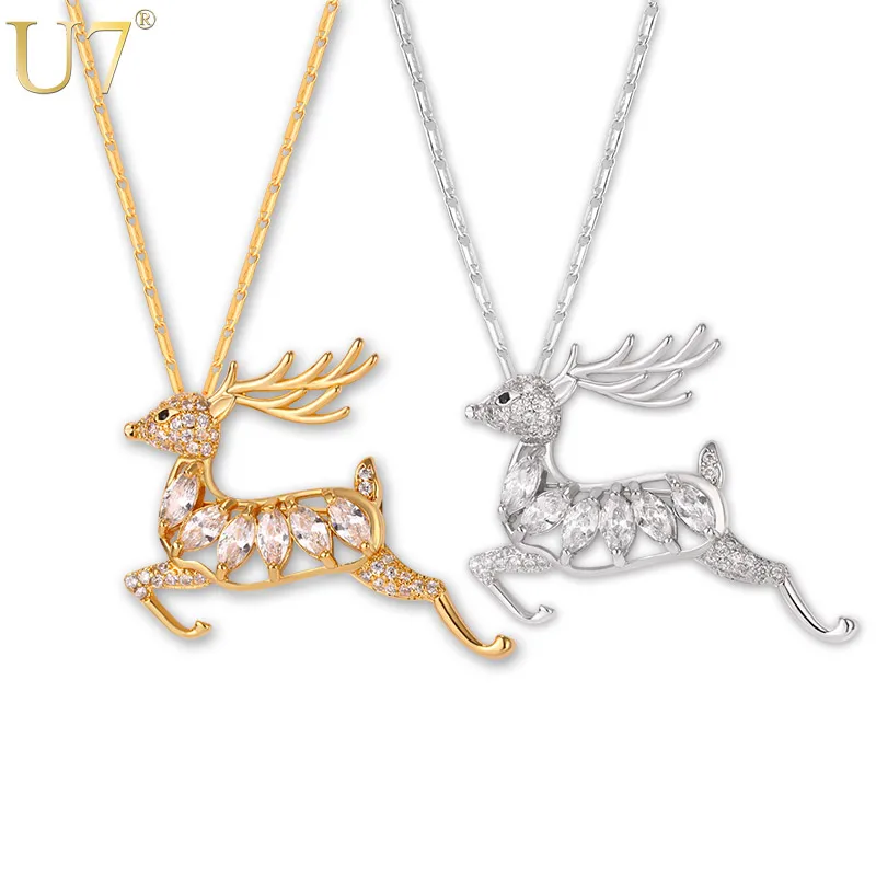 U7 Crystal Deer Pendants & Necklaces Silver/Gold Color AAA Cubic Zirconia Jewelry 2017 Cute Animal For Women Birthday Gift P581
U7 Crystal Deer Pendants & Necklaces Silver/Gold Color AAA Cubic Zirconia Jewelry 2017 Cute Animal For Women Birthday Gift P581