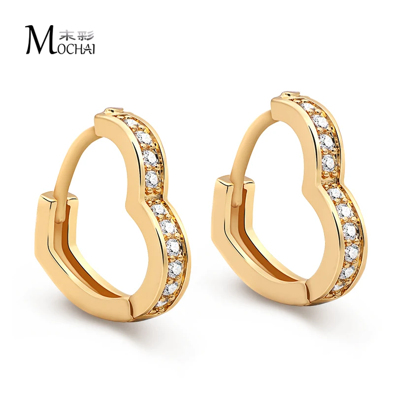 Женские серьги кольца бижутерия в форме сердца с фианитом Mochai ZK30|hoop earrings|cubic zirconia