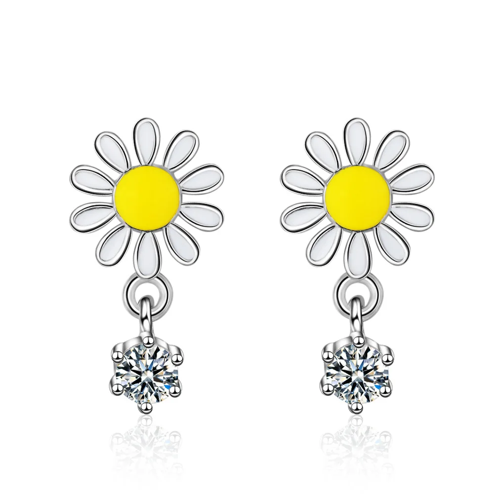 New Arrival 925 Sterling Silver Daisy Earrings For Women Spring Jewelry Epoxy Sun Flower Zircon Tassel Earrings Oorbellen Gift
New Arrival 925 Sterling Silver Daisy Earrings For Women Spring Jewelry Epoxy Sun Flower Zircon Tassel Earrings Oorbellen Gift