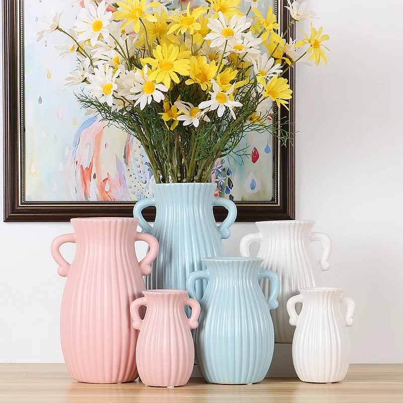 Vintage Ceramics Binaural Style Flower Vase Decorative Porcelain Solid Color Stripes Craft Ornament Accessories Furnishing
Vintage Ceramics Binaural Style Flower Vase Decorative Porcelain Solid Color Stripes Craft Ornament Accessories Furnishing