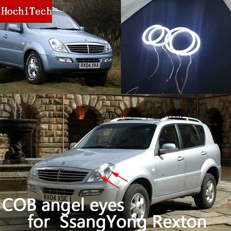 Для Ssangyong Rexton 2003 2004 2005 COB Led дневсветильник белый ореол Cob Angel Eyes безотказное Кольцо