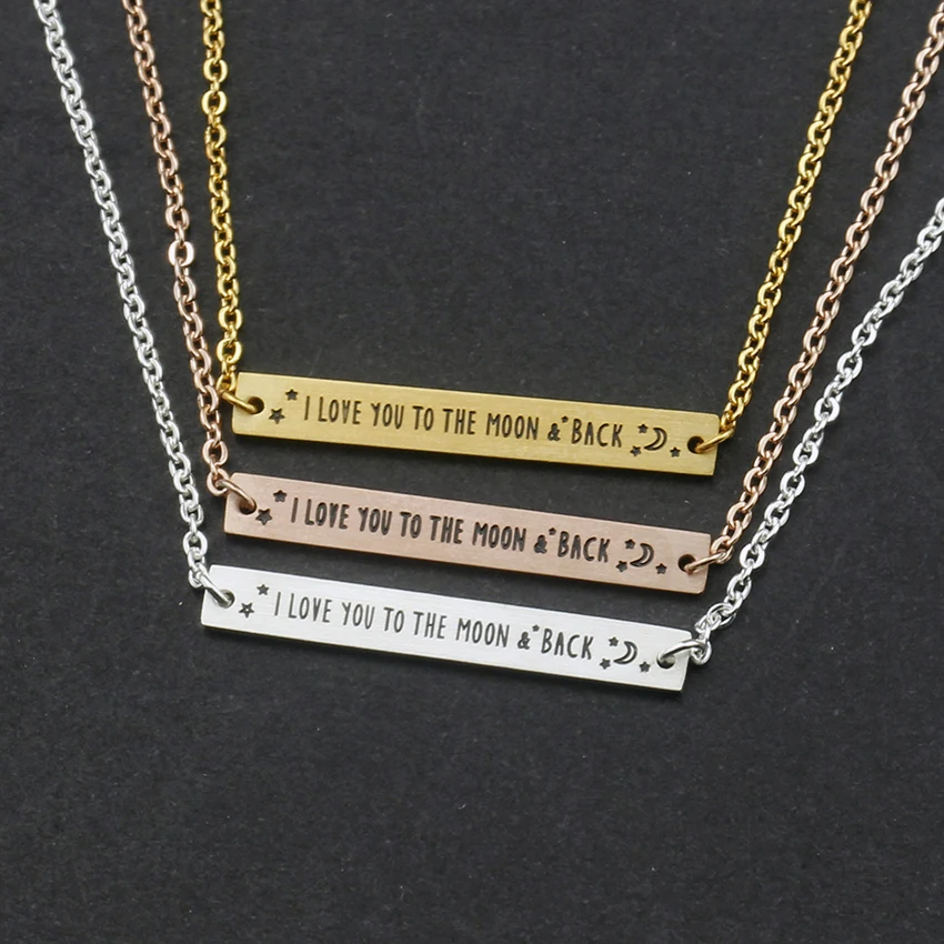 Wholesale 10pcs I LOVE YOU TO THE MOON & BACK Letter Bracelet Charm Women Engagement Jewelry Thin Bar Stars Bracelets Mom Gifts
Wholesale 10pcs I LOVE YOU TO THE MOON & BACK Letter Bracelet Charm Women Engagement Jewelry Thin Bar Stars Bracelets Mom Gifts