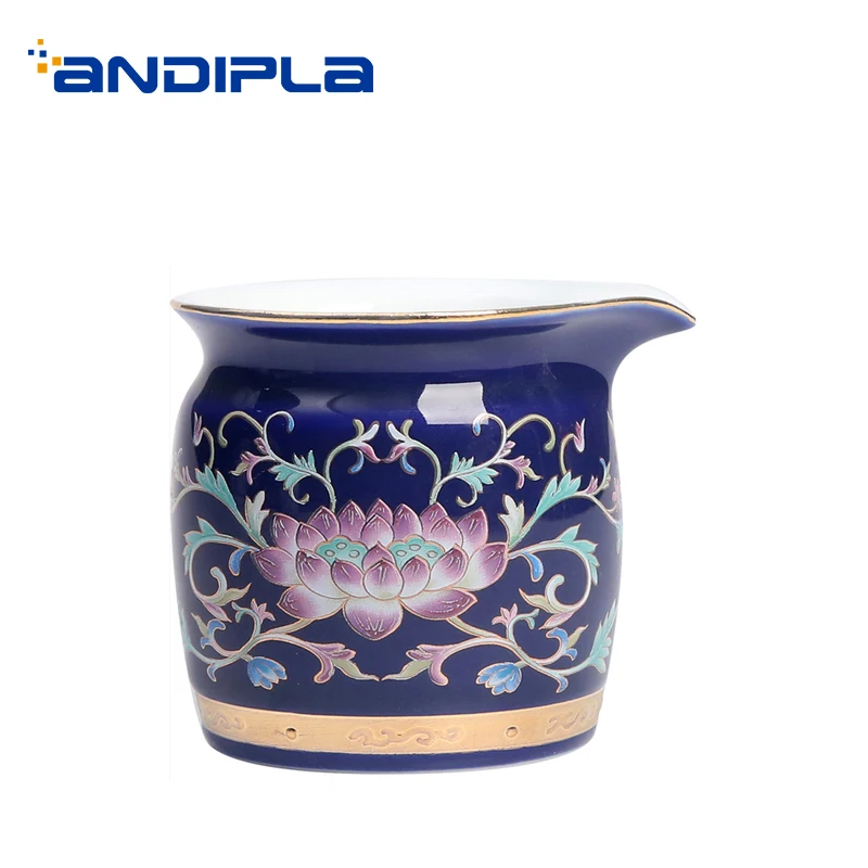 

150ML Jingdezhen Hand-painted Lotus Gold Creative Fair Cup Ceramic Porcelain Chinese Kung Fu Tea Set Public Cup Milk Coffee Mug