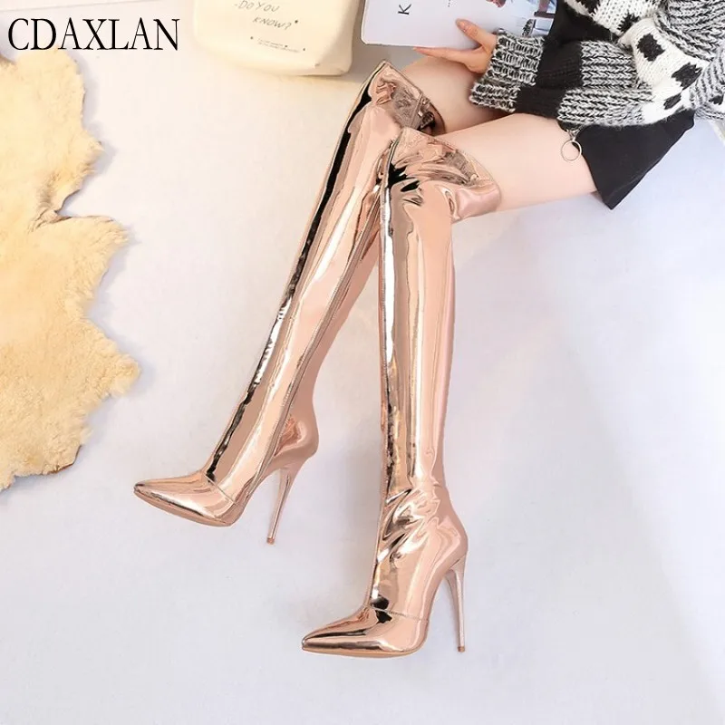 CDAXILAN new arrivals over the knee boots women's light patent leather super high heels pointed side zipper thingh boots dancing
CDAXILAN new arrivals over the knee boots women's light patent leather super high heels pointed side zipper thingh boots dancing