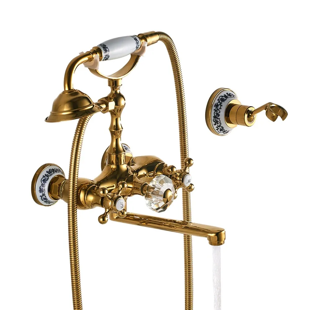 Luxury Golden porcelain bathroom faucet antique Brass vertical bathtub faucet shower set wall-mounted bathtub faucet
Luxury Golden porcelain bathroom faucet antique Brass vertical bathtub faucet shower set wall-mounted bathtub faucet