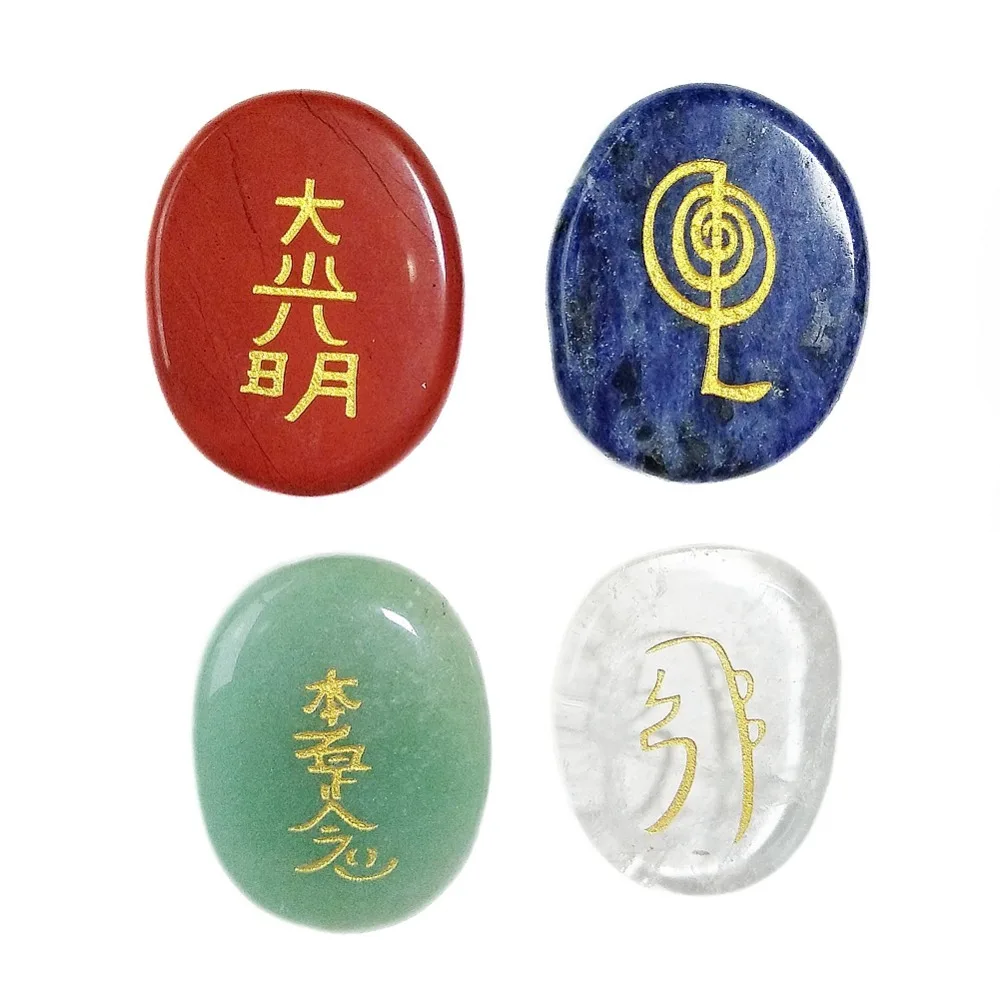 Natural Quartz Crystal Aventurine Sodalite Stone Jasper Reiki Healing Power Symbols Palm Stones Set Gold Engraved 4pcs
Natural Quartz Crystal Aventurine Sodalite Stone Jasper Reiki Healing Power Symbols Palm Stones Set Gold Engraved 4pcs