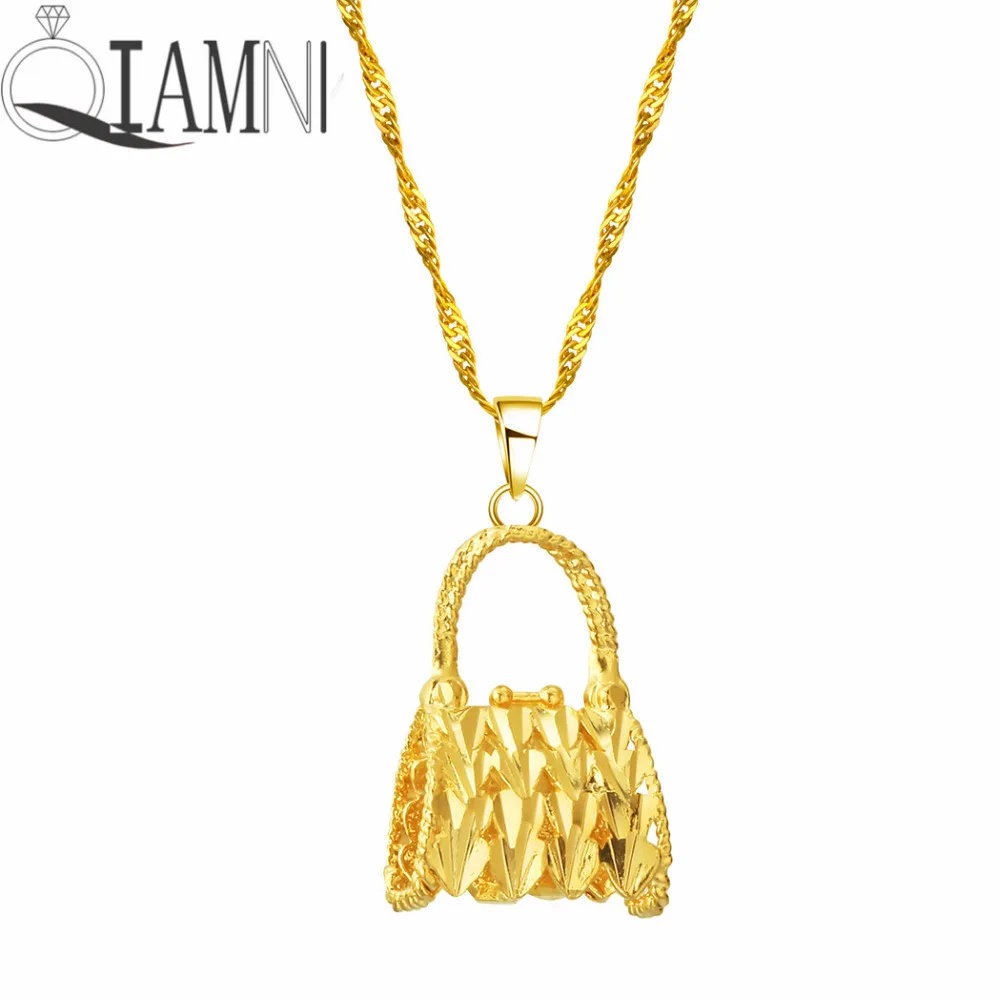 QIAMNI 24K Золотая сумка в нескольких тонах кошелек ожерелье с подвеской подарок | Ожерелья с подвеской -32914856085