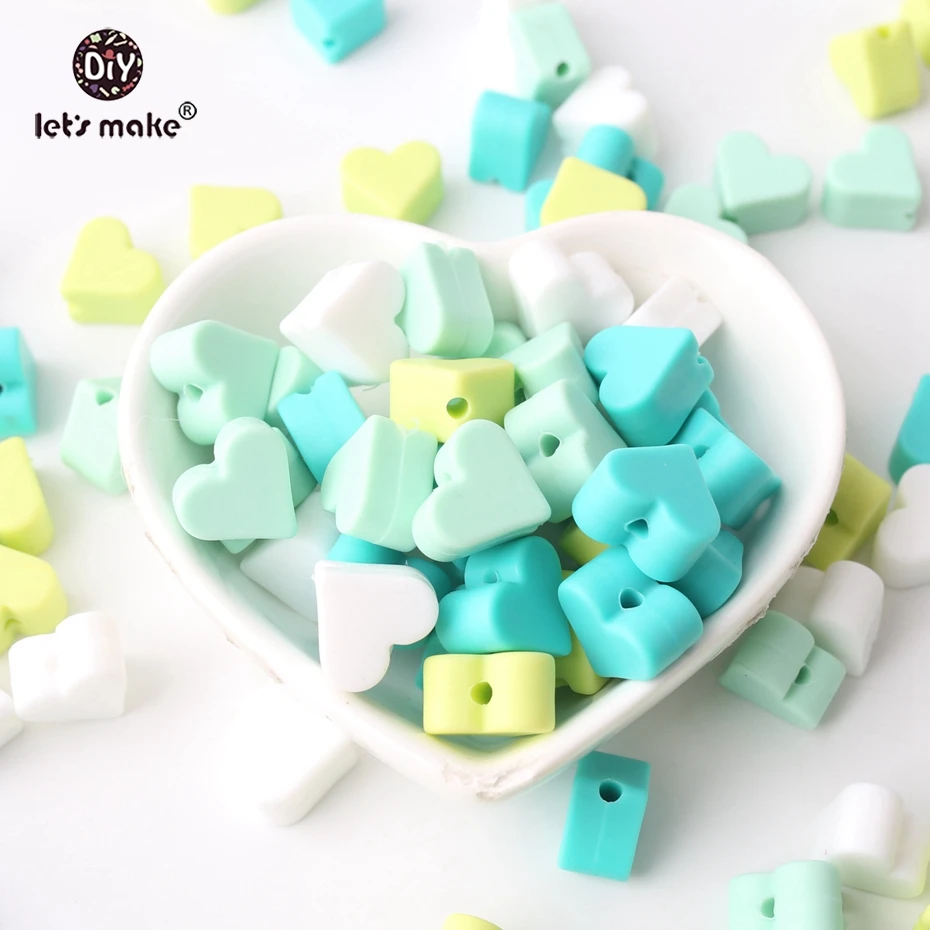 

Let's Make 100pcs Silicone Mini Heart Can Chew Beads For Teething Nursing Necklace Making BPA Free Boys And Girls Baby Teethers