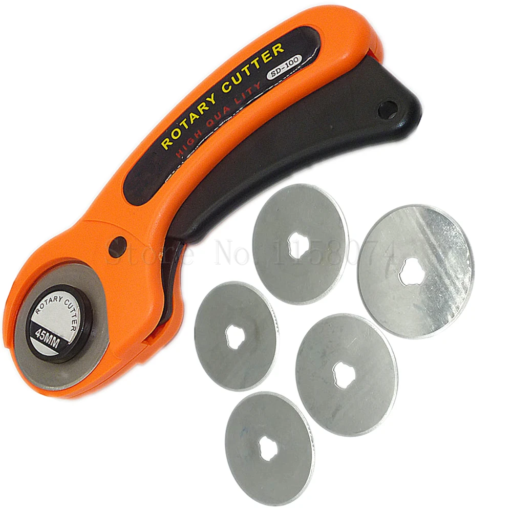 45mm Rotary Cutter Premium Quilters Sewing Fabric Craft Quilting Manual Cutting Tool With 5pc 45MM Refill Replacement Blades Set
45mm Rotary Cutter Premium Quilters Sewing Fabric Craft Quilting Manual Cutting Tool With 5pc 45MM Refill Replacement Blades Set