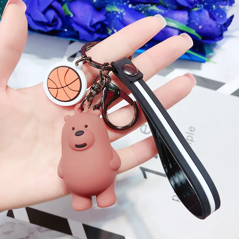 2019 Cartoon Anime We Bare Bears Cute Three Animal Doll Keychains Women Car Bag Pendant Belt Trinkets Key Chains Porte Cle | Украшения и