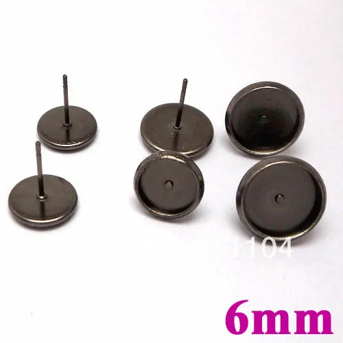 6mm Gunmetal Black tone Blank Earrings Base Circle pads Bezel Tray Stud Pins Earrings post Settings ewellry Findings Wholesale
6mm Gunmetal Black tone Blank Earrings Base Circle pads Bezel Tray Stud Pins Earrings post Settings ewellry Findings Wholesale
