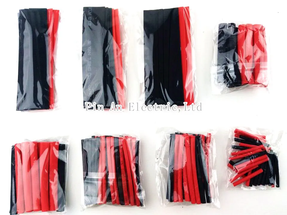 

150 шт. 7,28 м черно-красная 2:1 ассортимент термоусадочные трубки Автомобильный Кабель прокладочный Обёрточная бумага провода комплект