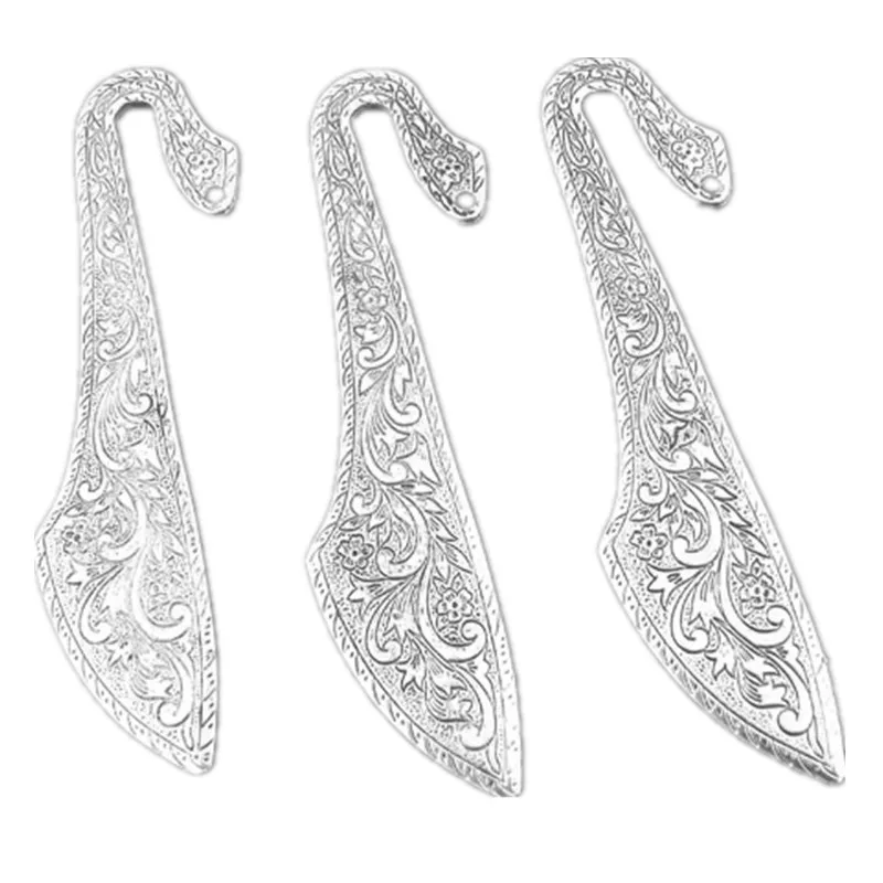 

25Pcs Bookmarks Flowers Carved Pattern Wide Silver Tone Jewerly DIY Findings Wholesales 114mm