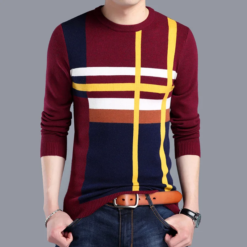 Casual Sweater Men Nice Spring Mens Sweaters Cotton O Neck Full Sleeved Sweater Men Slim Solid Pullovers Knitted Sweater Male