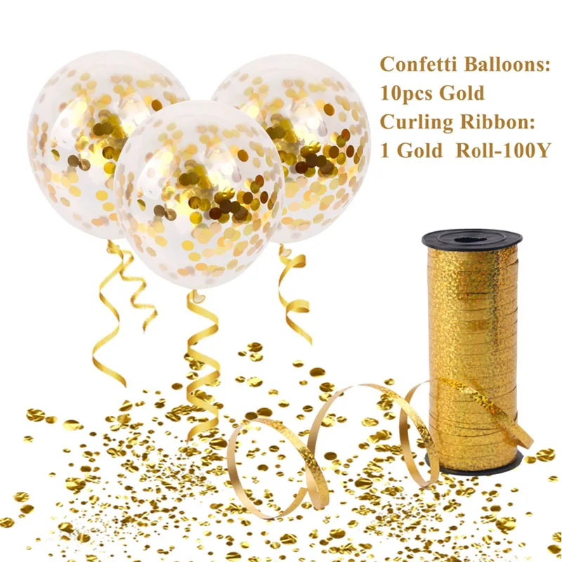 Золотые блестки микс конфетти латексные воздушные шары вечерние свадебные