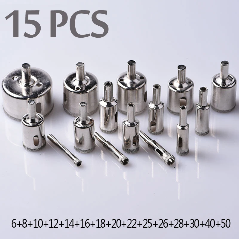 15PCS/SET Diamond Hole Saw Drill Bit Tool 6-50mm Ceramic Porcelain Glass Marble 6/8/10/12/14/16/18/20/22/25/26/28/30/40/50mm
15PCS/SET Diamond Hole Saw Drill Bit Tool 6-50mm Ceramic Porcelain Glass Marble 6/8/10/12/14/16/18/20/22/25/26/28/30/40/50mm