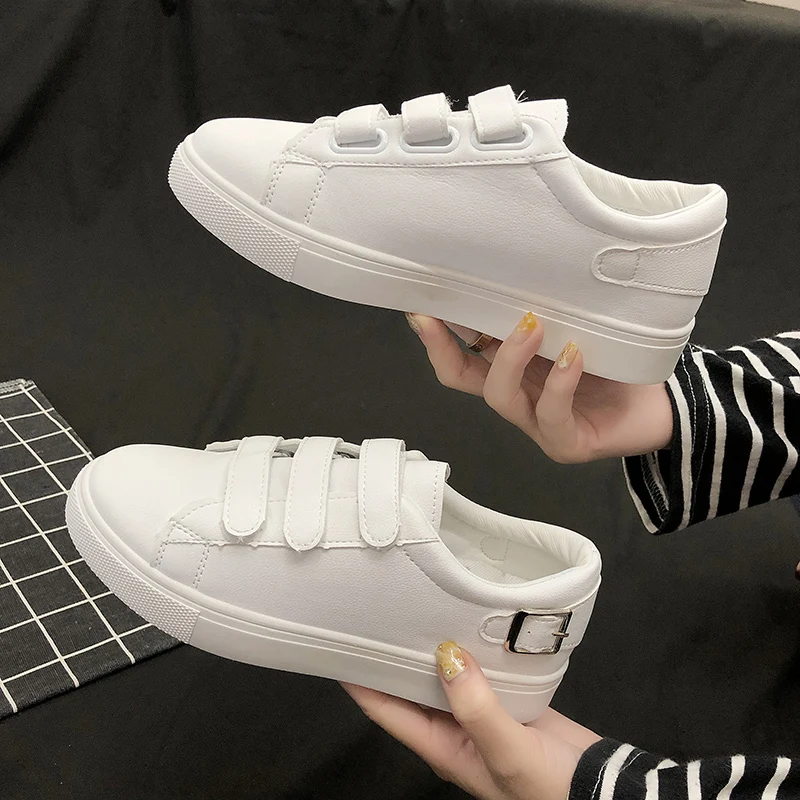 New Women White Casual Shoes Pu Leather Vulcanized Shoes Hook&loop Flat Shoes Woman Sneakers Black Comfort Zapatos De Mujer 2019
New Women White Casual Shoes Pu Leather Vulcanized Shoes Hook&loop Flat Shoes Woman Sneakers Black Comfort Zapatos De Mujer 2019