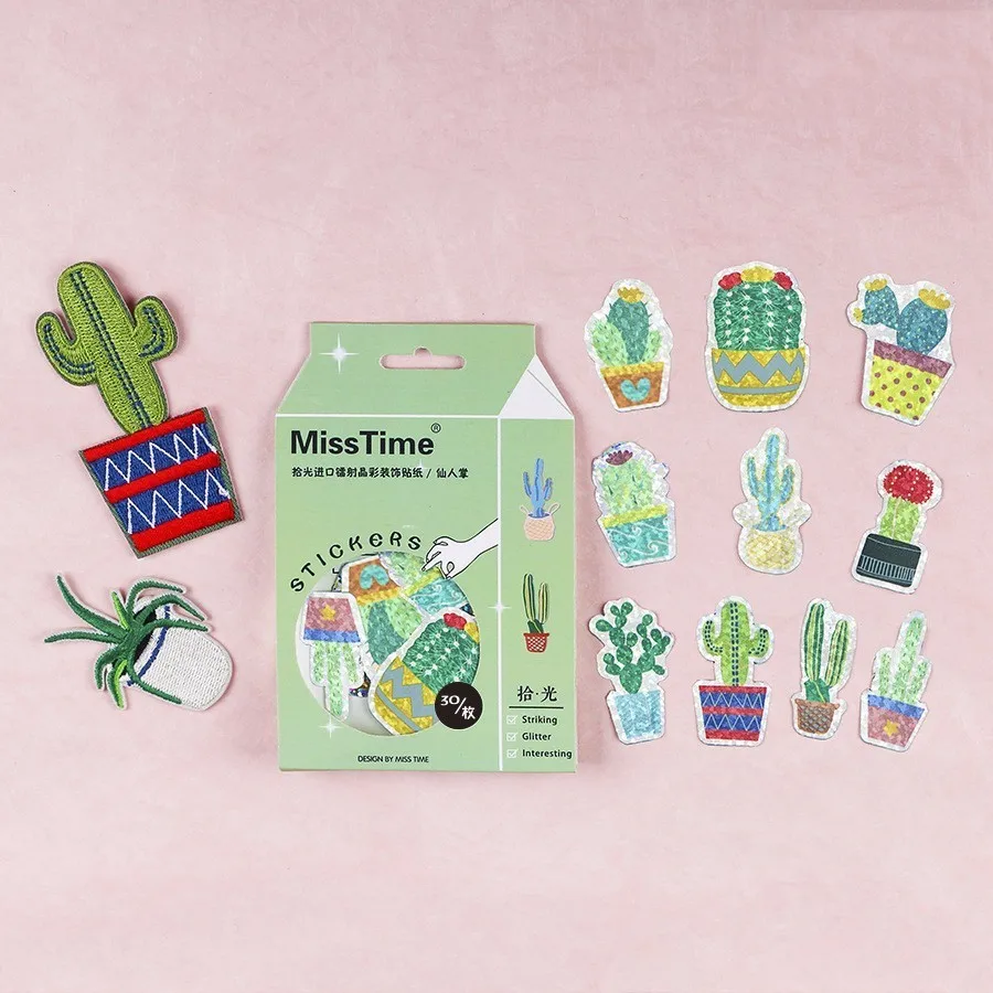 30PCS/box New Laser Paper Cactus Diary Paper Lable Stickers Crafts And Scrapbooking Decorative Lifelog Sticker DIY Stationery
30PCS/box New Laser Paper Cactus Diary Paper Lable Stickers Crafts And Scrapbooking Decorative Lifelog Sticker DIY Stationery