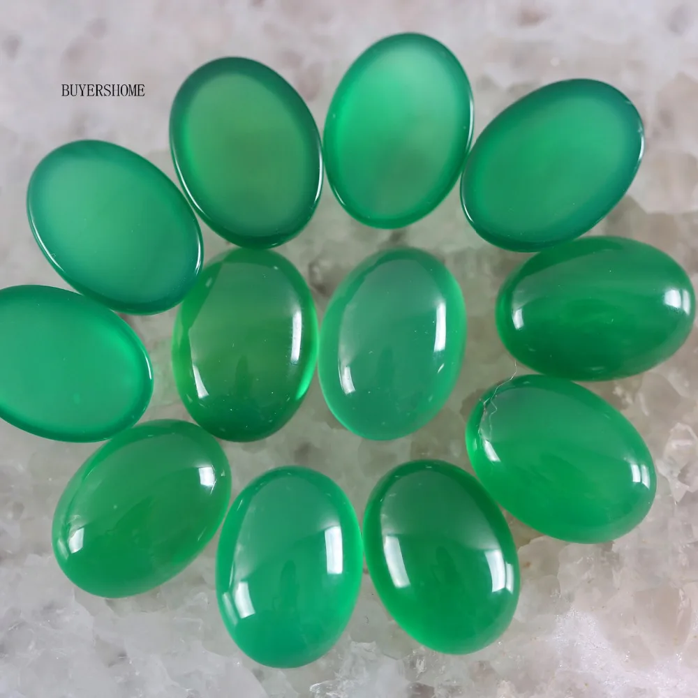 

18x13MM&16x12MM CAB Cabochon Oval Natural Stone Beads Green Onyx For Jewelry Making Necklace Pendant Bracelet Earrings 10Pcs