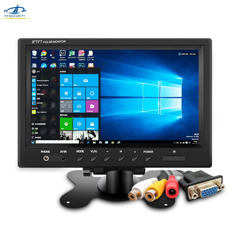 

HF 9 Inch HD 1024 * 600P CCTV Monitor AV Screen VGA Video Monitors PAL NTSC Monitor Reversing Display Laptop TFT Color Screen