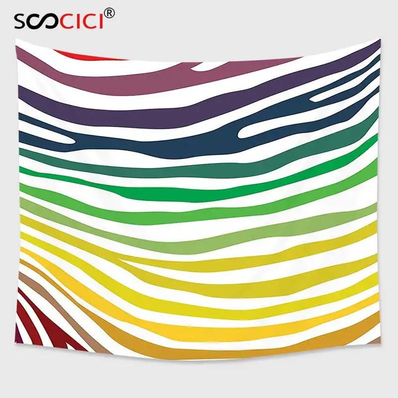 Cutom Tapestry Wall Hanging,Zebra Print Decor Collection Colorful Zebra Stripes Pattern in Cheering Rainbow Color Modern Style
Cutom Tapestry Wall Hanging,Zebra Print Decor Collection Colorful Zebra Stripes Pattern in Cheering Rainbow Color Modern Style