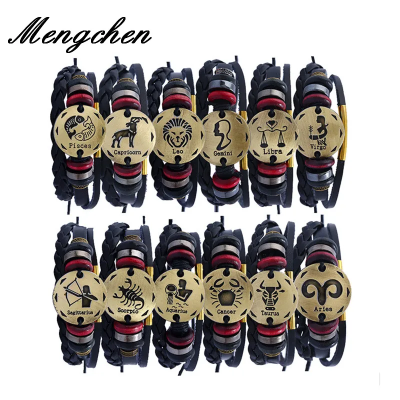 12 Constellations Leather Bracelet Men Zodiac Signs Aries Libra Scorpio Multilayer Adjustable Rope Jewelry Women
12 Constellations Leather Bracelet Men Zodiac Signs Aries Libra Scorpio Multilayer Adjustable Rope Jewelry Women