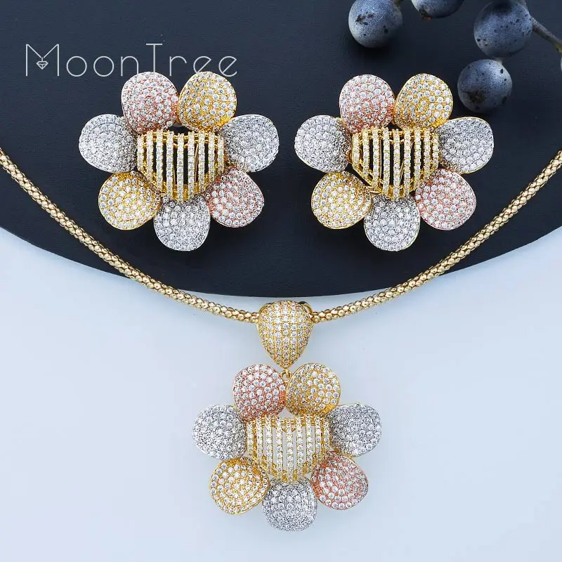 MoonTree Luxury Flower Cubic Zircon Necklace Earring Set Wedding jewelry Sets For Women Fashion Jewelry Set
MoonTree Luxury Flower Cubic Zircon Necklace Earring Set Wedding jewelry Sets For Women Fashion Jewelry Set