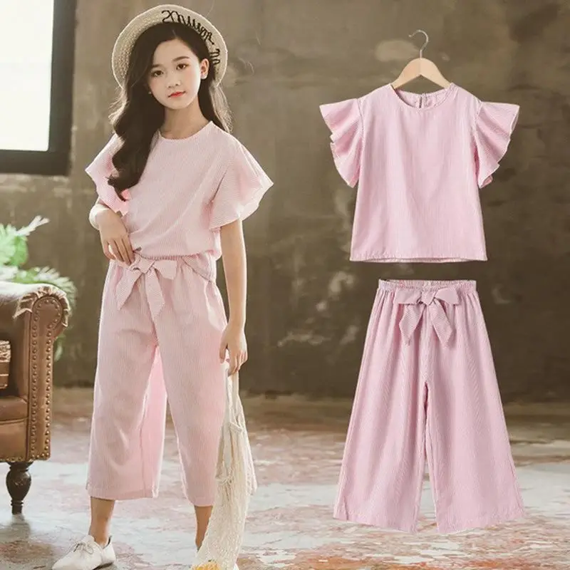 Teenage Girls Clothing Set 8 9 10 11 12 13 14 Age Fashion Blue Striped Tops+Pants Children Casual Kids Set Summer suit For Girls
Teenage Girls Clothing Set 8 9 10 11 12 13 14 Age Fashion Blue Striped Tops+Pants Children Casual Kids Set Summer suit For Girls