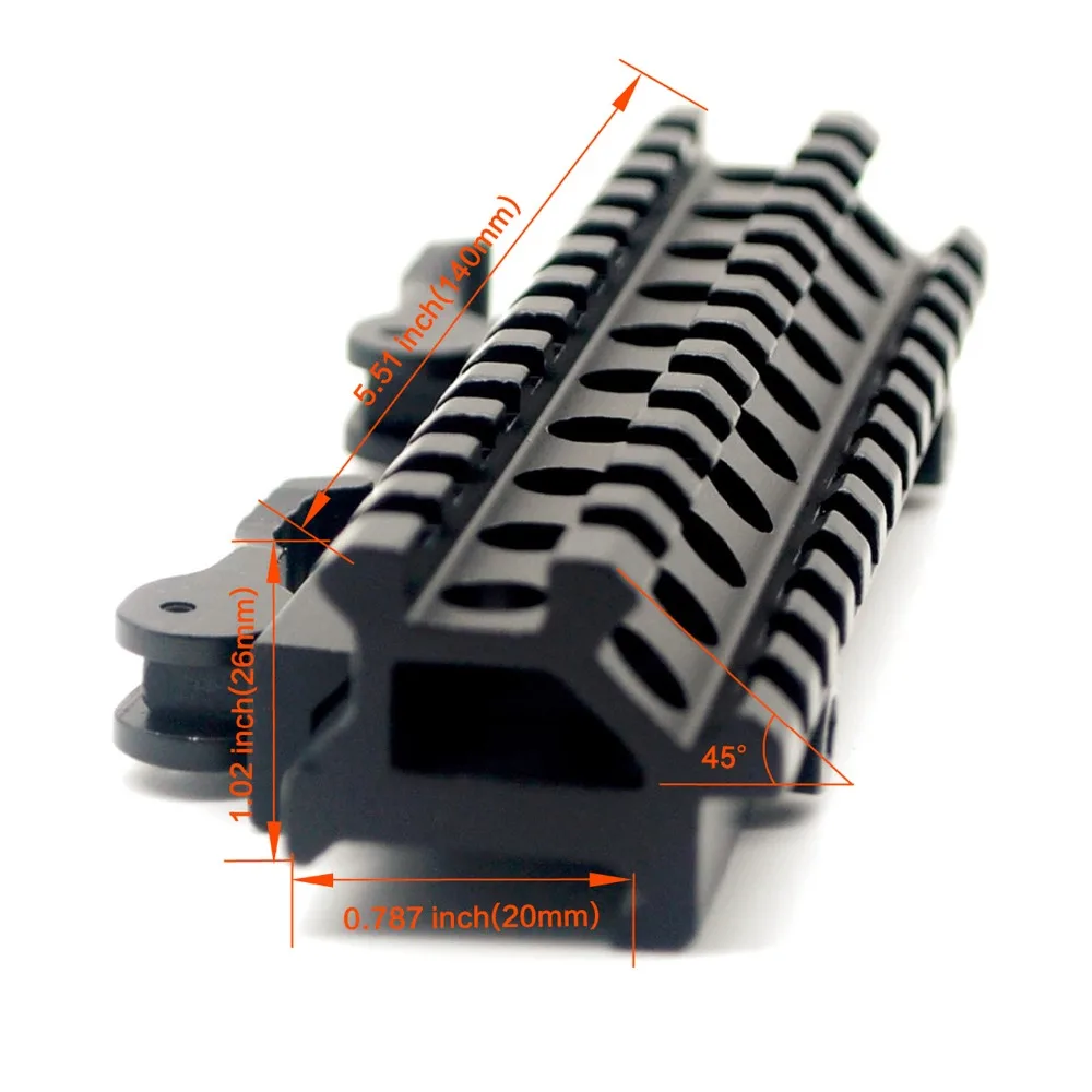 Tactical Picatinny Riser Mount Rails Dual 90 and 45 Degree Quick Release Detach 13 Slots Medium Profile for Red Dot Scope Optics | Спорт и