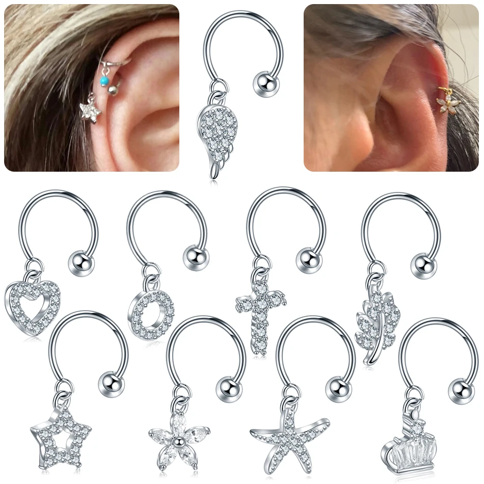 1PC Steel Dangle CZ Cartilage Hoop With Brass Crown Heart Pendant Rook Tragus Lobe Helix Lip Ear Piercings Gift Jewelry 20G
1PC Steel Dangle CZ Cartilage Hoop With Brass Crown Heart Pendant Rook Tragus Lobe Helix Lip Ear Piercings Gift Jewelry 20G
