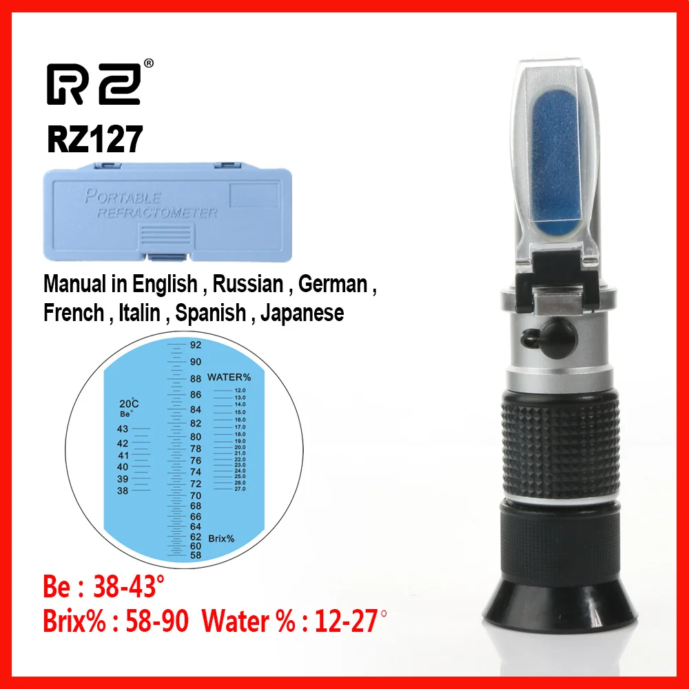 RZ высокое качество Brix Be Water 3 в 1 58% ~ 92% концентрация рефрактометр для мёда Bee Sugar Food