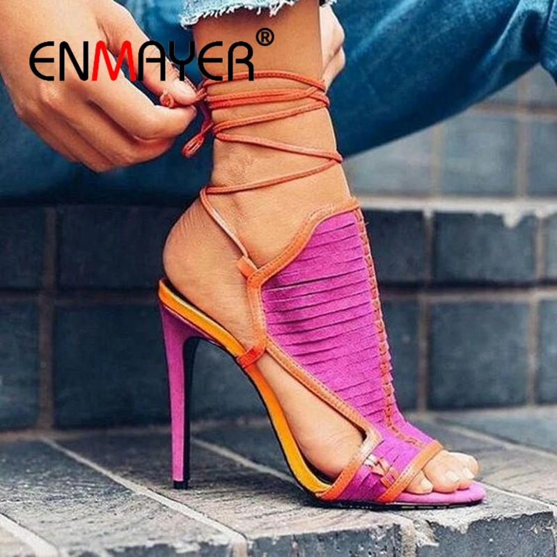 ENMAYER Genuine Leather Casual Lace-Up Sandalia Feminina High Heels Woman Shoes Sandalias Mujer 2019 Size 34-43 ZYL2603
ENMAYER Genuine Leather Casual Lace-Up Sandalia Feminina High Heels Woman Shoes Sandalias Mujer 2019 Size 34-43 ZYL2603