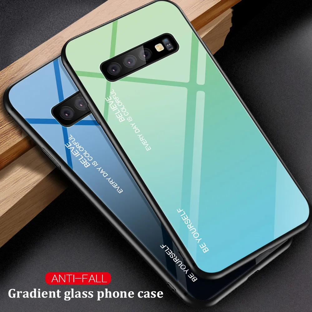 Стеклянный чехол FLOVEME 9H для Samsung S8 S9 S10 Plus S10e чехлы телефонов Galaxy Note 8 9 градиентный