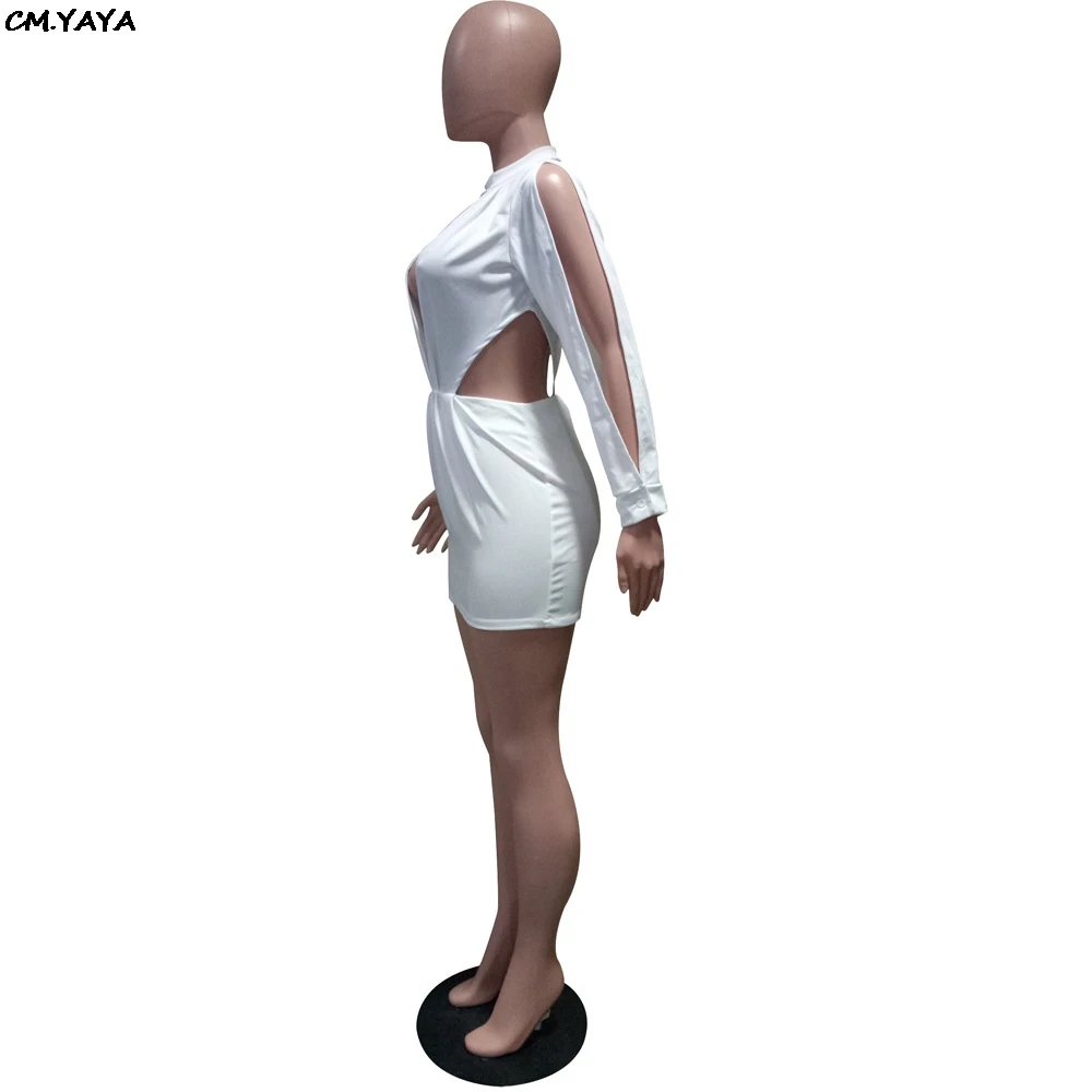 Женское облегающее мини-платье средней длины с вырезами однотонное Клубное