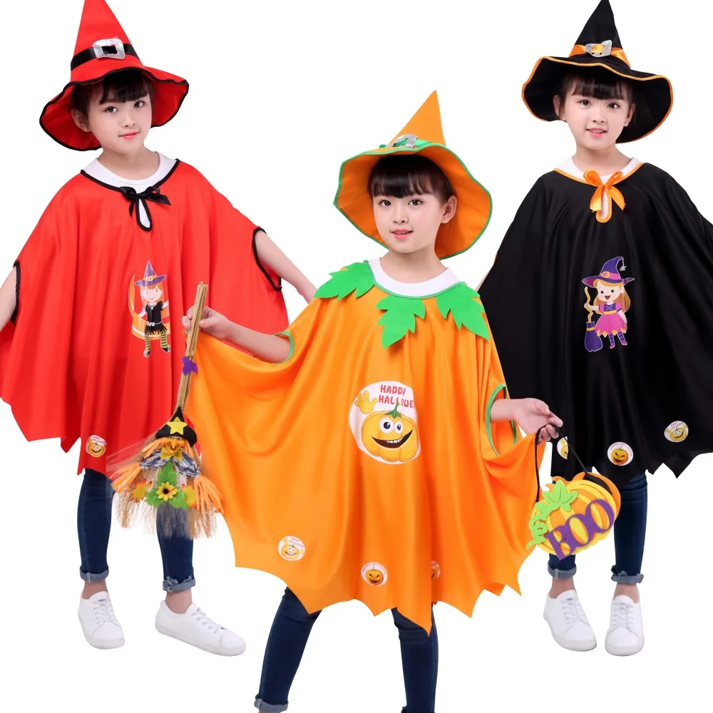 Halloween Pumpkin Cloak With Hat Children's Cape Girl Performance Costume Sorcerer Witch Cloak Sets
Halloween Pumpkin Cloak With Hat Children's Cape Girl Performance Costume Sorcerer Witch Cloak Sets
