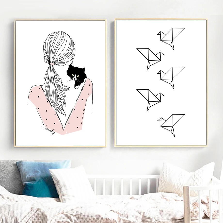 Cartoon Girl Cat Bird Wall Art Canvas Posters And Prints Canvas Painting Nordic Poster Animal Wall Pictures Kids Room Wall Decor
Cartoon Girl Cat Bird Wall Art Canvas Posters And Prints Canvas Painting Nordic Poster Animal Wall Pictures Kids Room Wall Decor