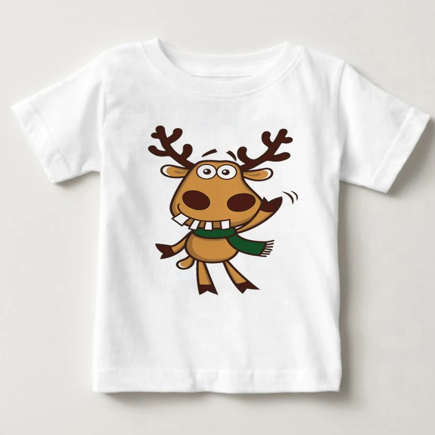 Lovely Christmas elk children T-shirt boys and girls cartoon small elk summer top short sleeved cotton breathable clothing MJ
Lovely Christmas elk children T-shirt boys and girls cartoon small elk summer top short sleeved cotton breathable clothing MJ