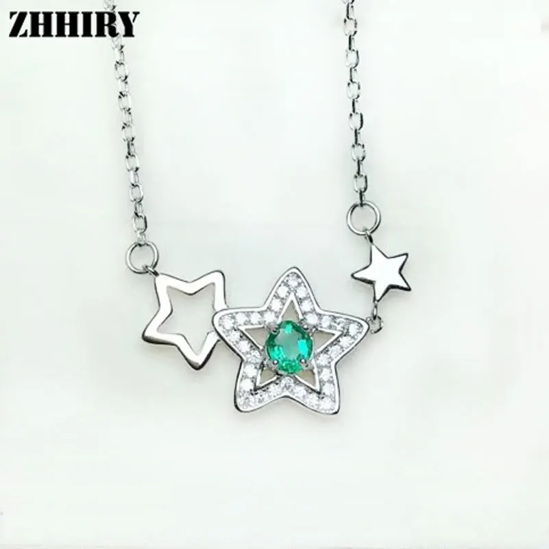 ZHHIRY Natural Emerald Necklace Pendant Genuine 925 Sterling Silver For Women Star Shaped Real Gemstone Fine Jewelry
ZHHIRY Natural Emerald Necklace Pendant Genuine 925 Sterling Silver For Women Star Shaped Real Gemstone Fine Jewelry