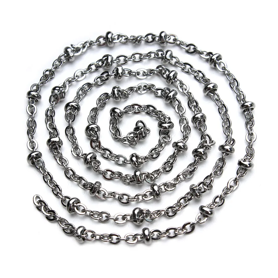 SAUVOO 5m/lot Stainless Steel Cable Bulk Chain With Spacer Beads Charms Silver Color Open Link Chain For Diy Jewelry Making 
SAUVOO 5m/lot Stainless Steel Cable Bulk Chain With Spacer Beads Charms Silver Color Open Link Chain For Diy Jewelry Making
