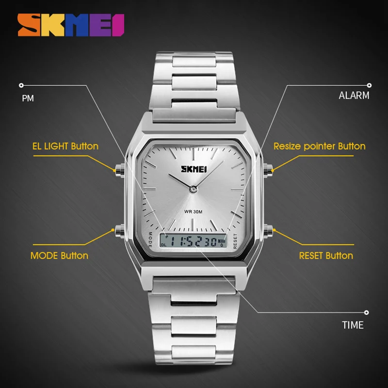 SKMEI 1220 Men Quartz Digital Dual Time Watches Digital Sport Fashion Wristwatches Chronograph Back Light Water Resistant Watch
SKMEI 1220 Men Quartz Digital Dual Time Watches Digital Sport Fashion Wristwatches Chronograph Back Light Water Resistant Watch